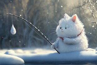 猫咪雪地