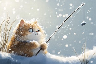 雪地中的猫咪