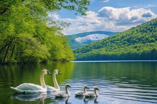 天鹅之湖高清自然风景