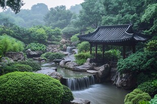 雨后中式园林