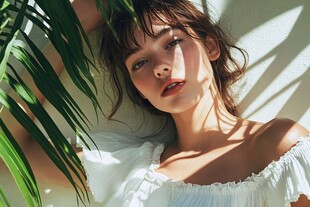 午后沐浴阳光下的美女