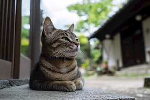 趴在屋檐上的猫
