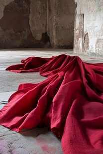 红色北欧麻布地毯