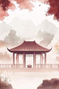 爱晚亭插画