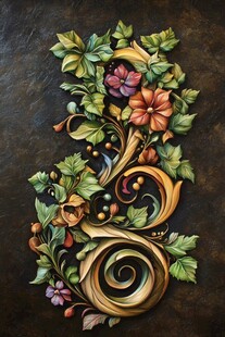 3d浮雕缤纷花卉