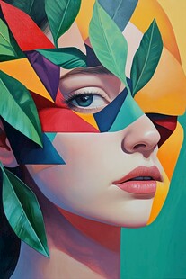 人脸色块拼接装饰画