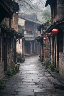 雨中古街