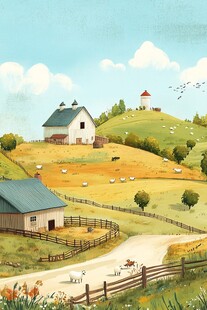 乡村场景插画