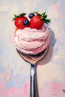 手绘草莓麻薯冰