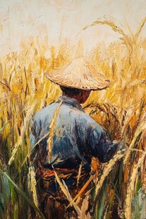 稻穗油画