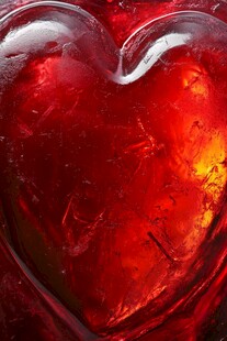 红色玻璃心艺术品