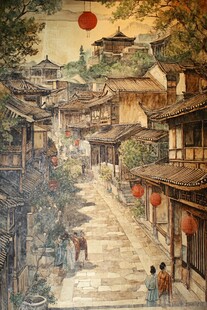 古街插画