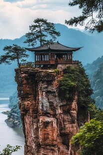 古树悬崖高楼清江