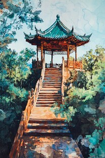 爱晚亭插画