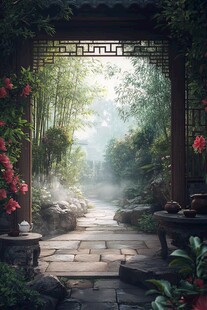 影视小品庭院背景