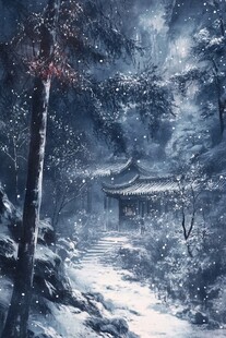 雪景古风插画