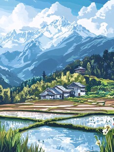 农村风景插画