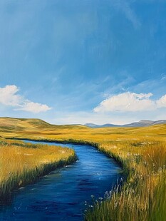 竖幅草原河流