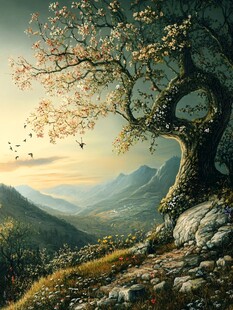 仙境古树插画