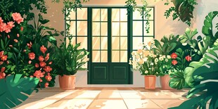 窗台插画