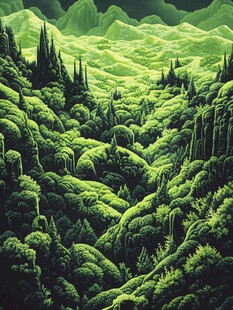 墨绿风景画