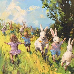 油画兔