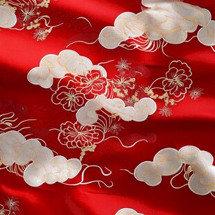 米黄色绸缎吉云图案