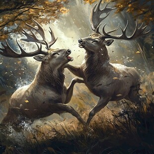 3d麋鹿飞鸟装饰画