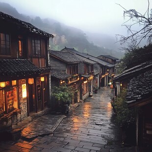 雨中古街