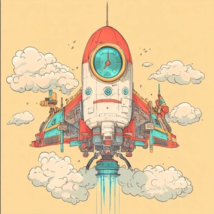 火箭书柜插画