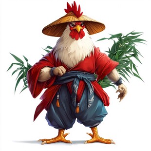 卡通霸气鸡大侠形象