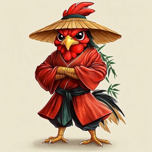 卡通霸气鸡大侠形象