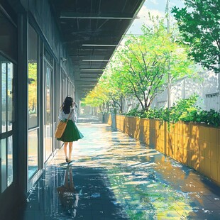 唯美校园插画