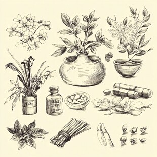 手绘中药植物插画