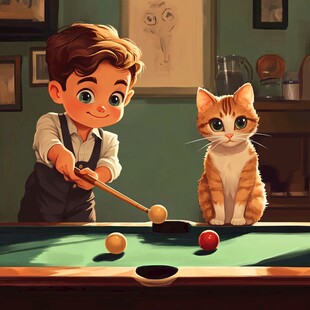 台球插画