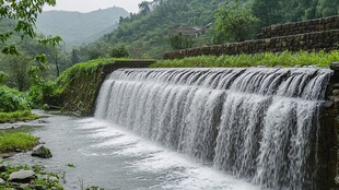 叠水瀑布生态园风光