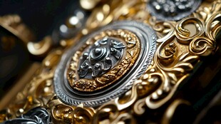 仿铜门雕花细节