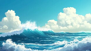 波涛海浪插画