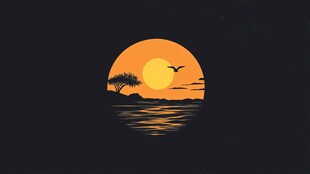 仙鹤海浪旭日东升