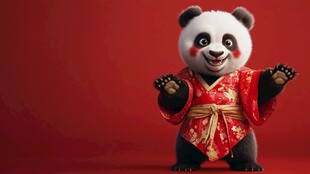 拿着红包的熊猫