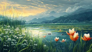 宽屏风景画