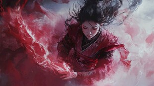 红衣少女设计古风