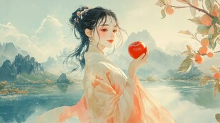 红衣少女设计古风