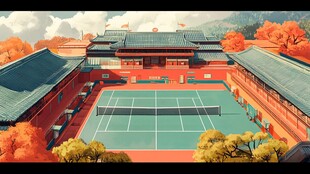轻纺城体育中心插画