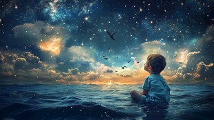 星辰大海男孩背影