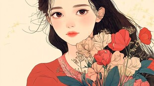 文艺美女插画