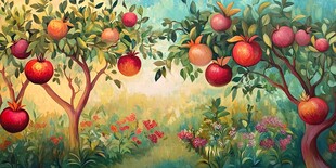果园苹果壁画