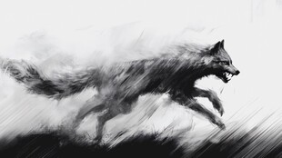 手绘奔跑的狼
