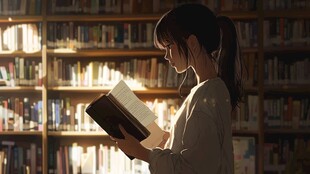 图书馆看书场景