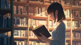 图书馆看书场景